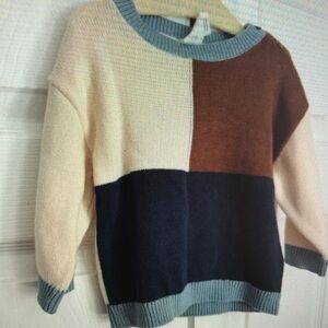 Colorblock Sweater with Blue Trim